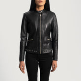 Zevet Black Leather Biker Jacket